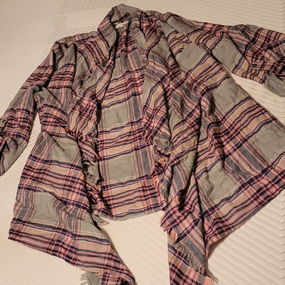 Plus size plaid shawl